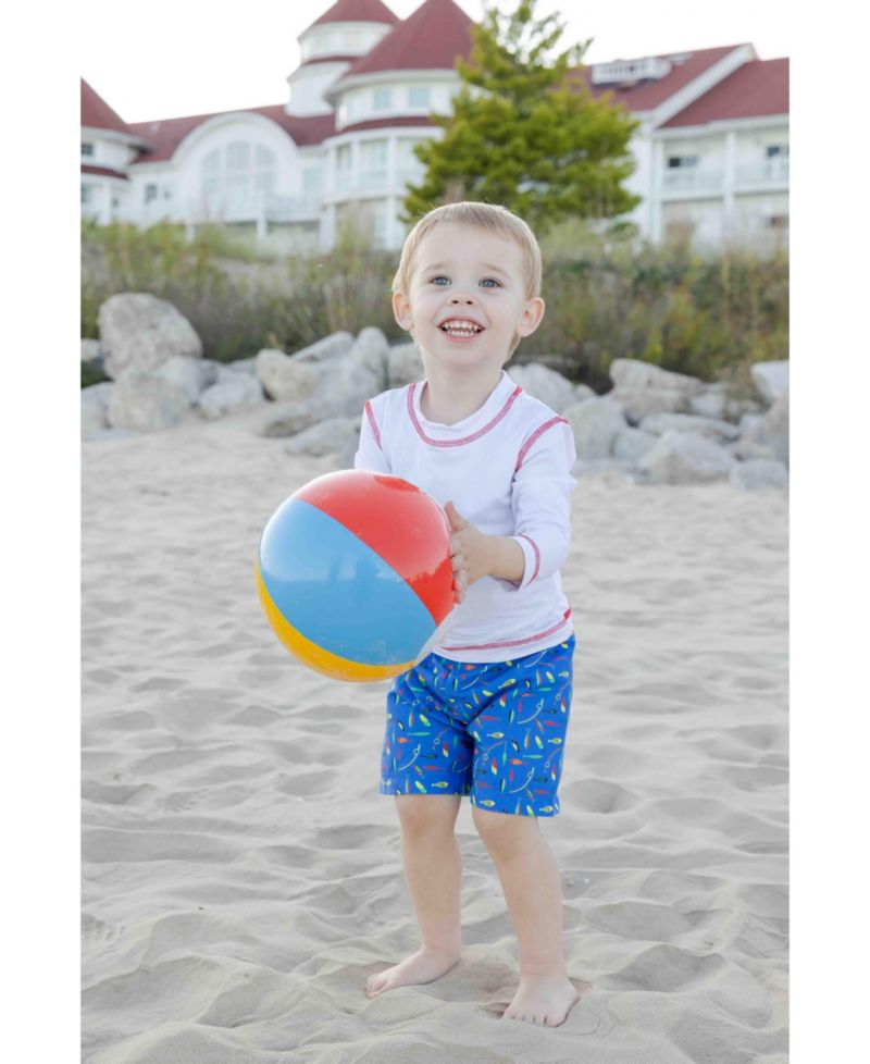 Little Boys Fishing Lure Print Swim Trunk