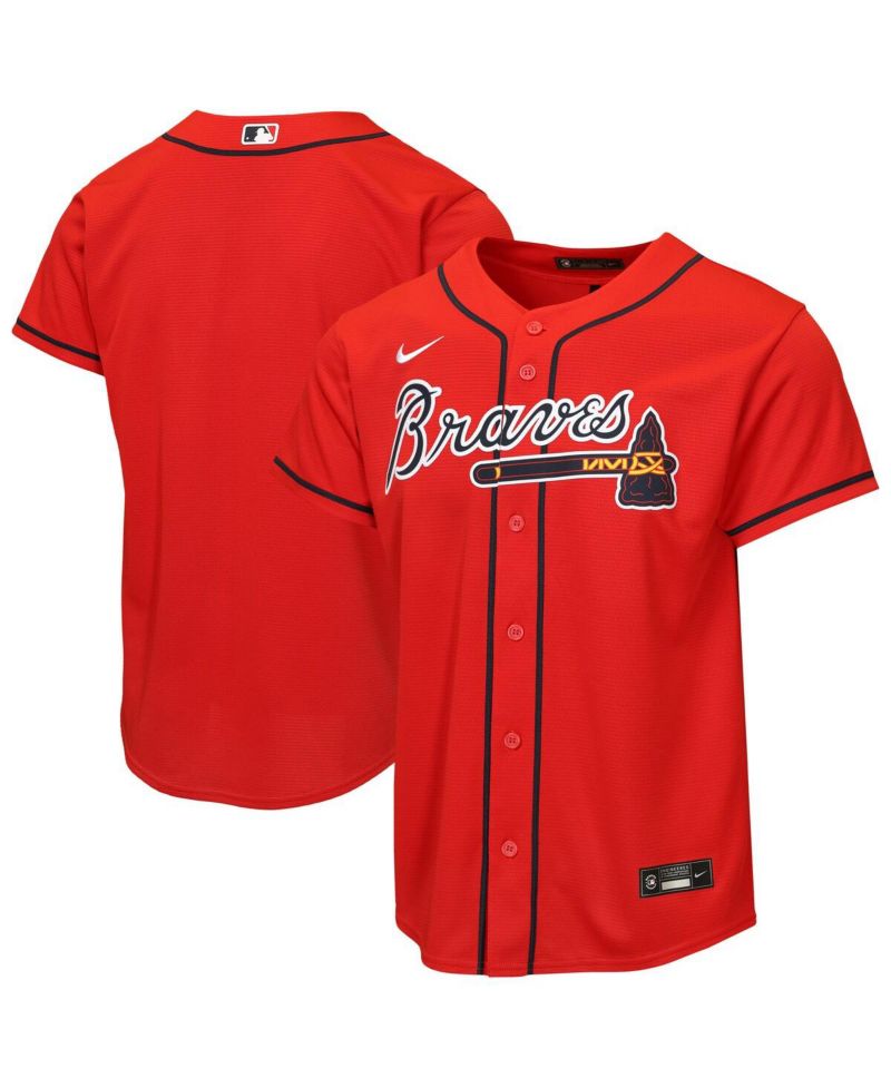 Big Boys and Girls Red Atlanta Braves Alternate Replica Jersey