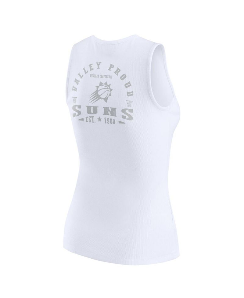 Women's White Phoenix Suns Rib-Knit Henley Tank Top