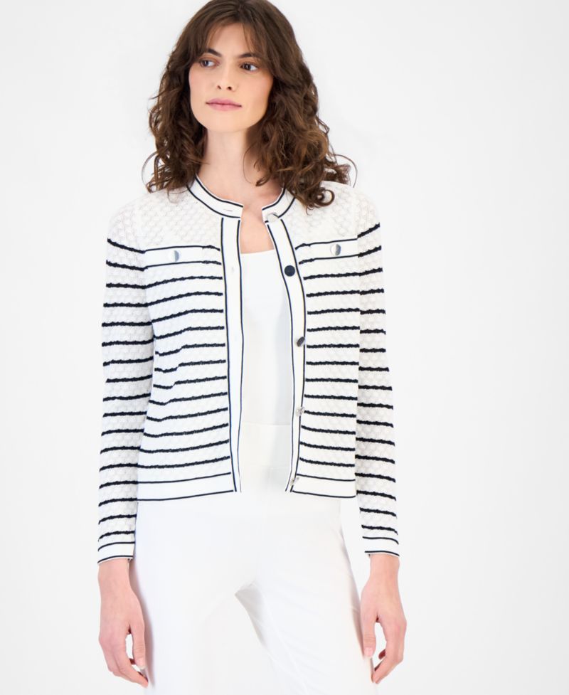 Women's Stitch Stripe Button-Front Cardigan