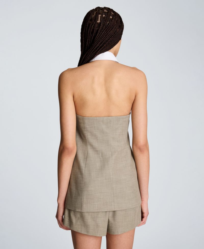 Women's Strapless Vest with Removable Collared Halter