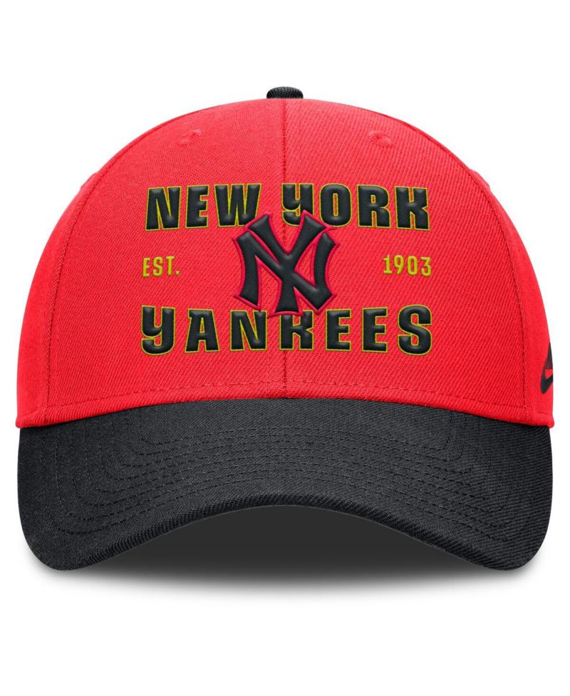 Men's Crimson/Black New York Yankees Neon 90s Rise Adjustable Hat