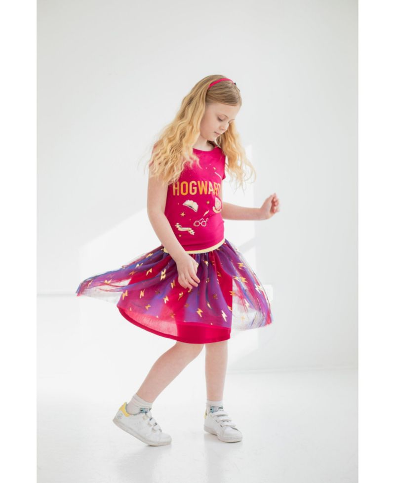 Little Girls Gryffindor T-Shirt Tulle Skirt and Headband 3 Piece Outfit Set Toddler|Child