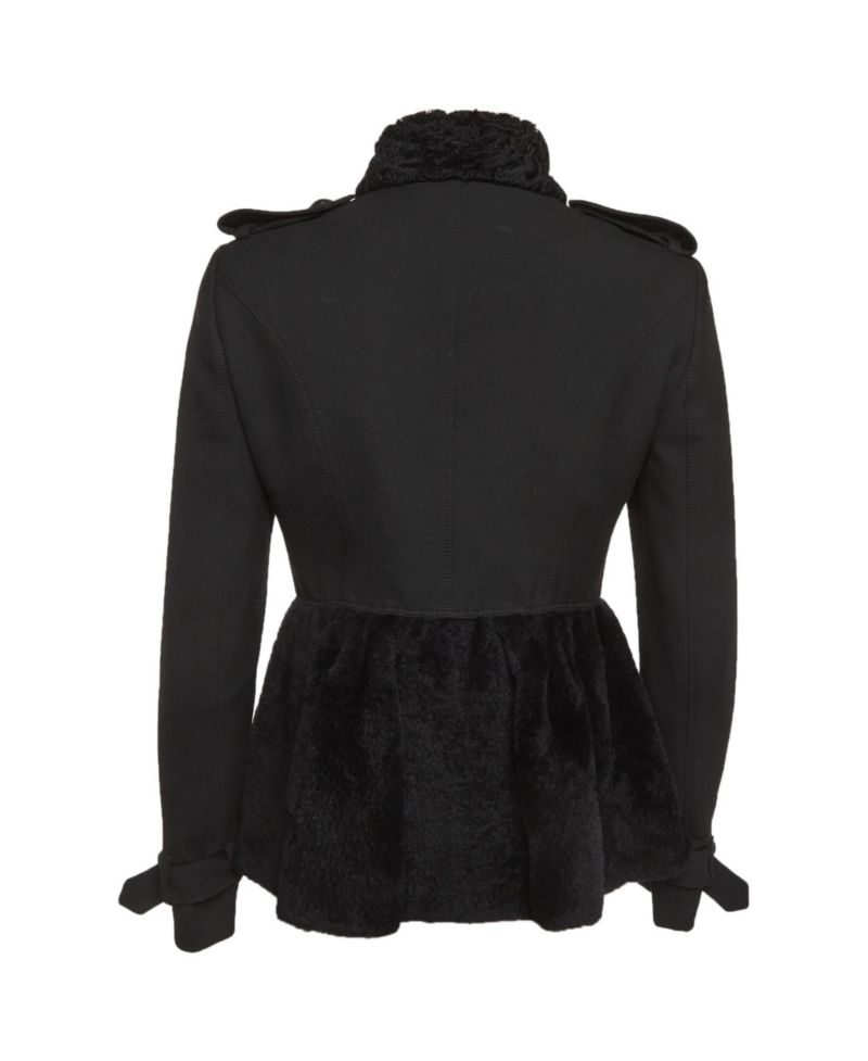 Women's Shearling And Crepe Short Coat