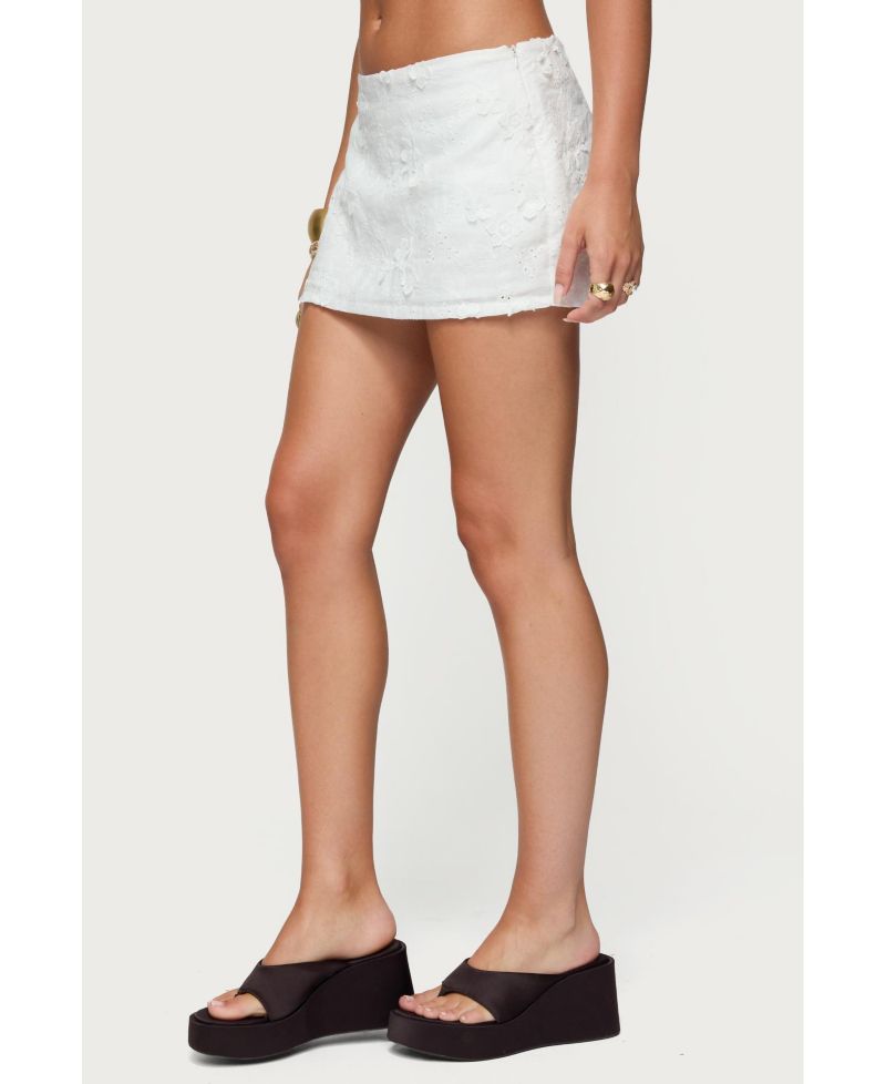 Women's Textured Floral Eyelet Mini Skort