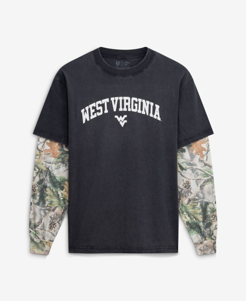 Men's Black/Camo West Virginia Mountaineers Back Bay Twofer Heavyweight Long Sleeve T-Shirt