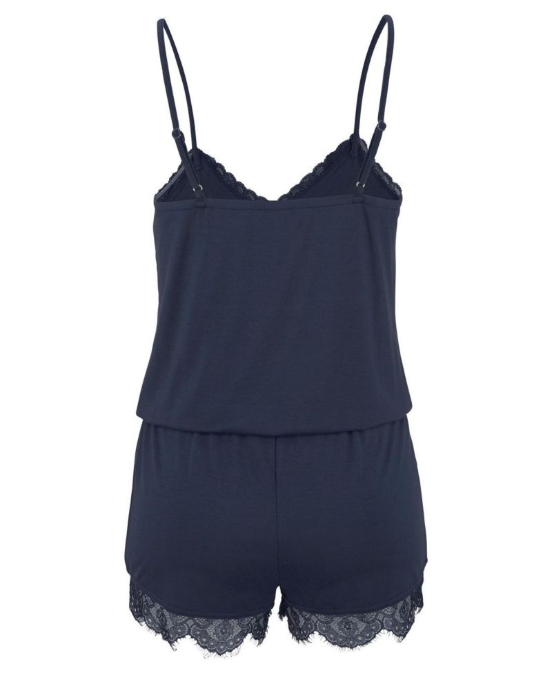 Women's Lace Detail Romper Everyday Comfort Pajama Set