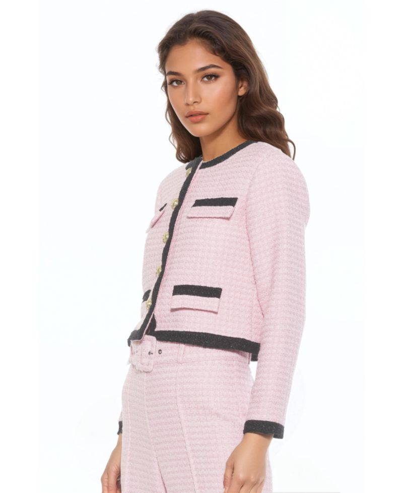 Women's Rose Tweed Crewneck Sweater Jacket