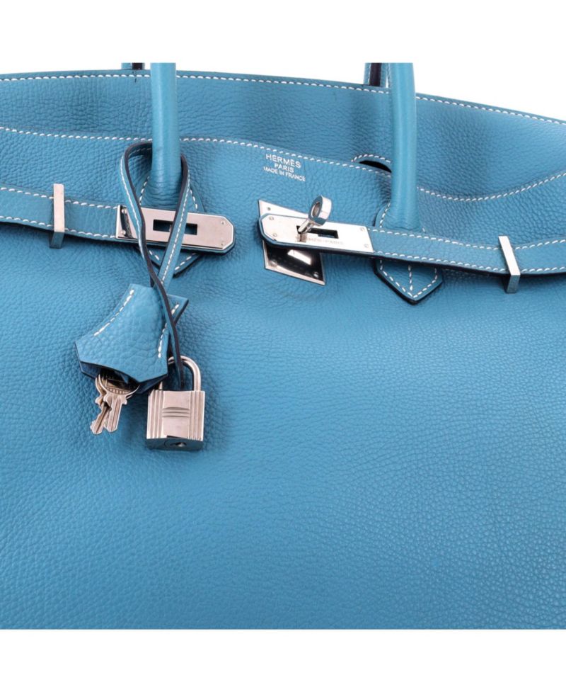 Birkin 35 Handbag Blue Togo with Palladium Hardware
