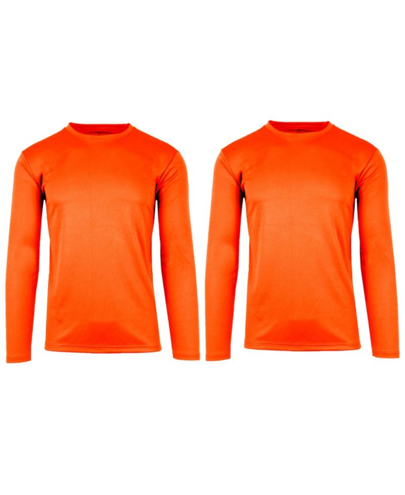 Men's Long Sleeve Moisture-Wicking Performance Crew Neck Tee -2 Pack