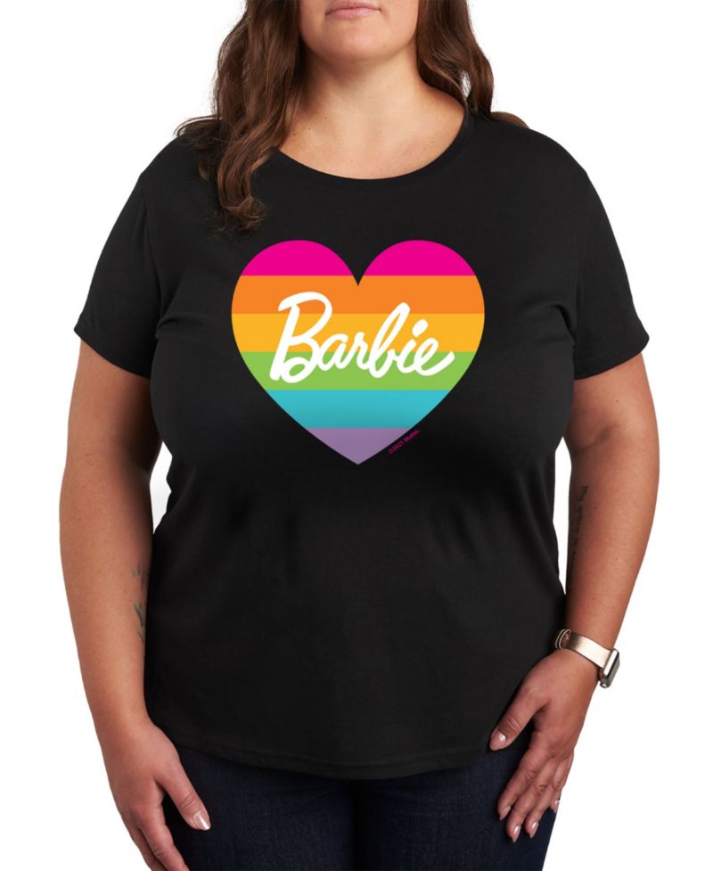 Trendy Plus Size Pride Barbie Rainbow Heart Graphic T-Shirt