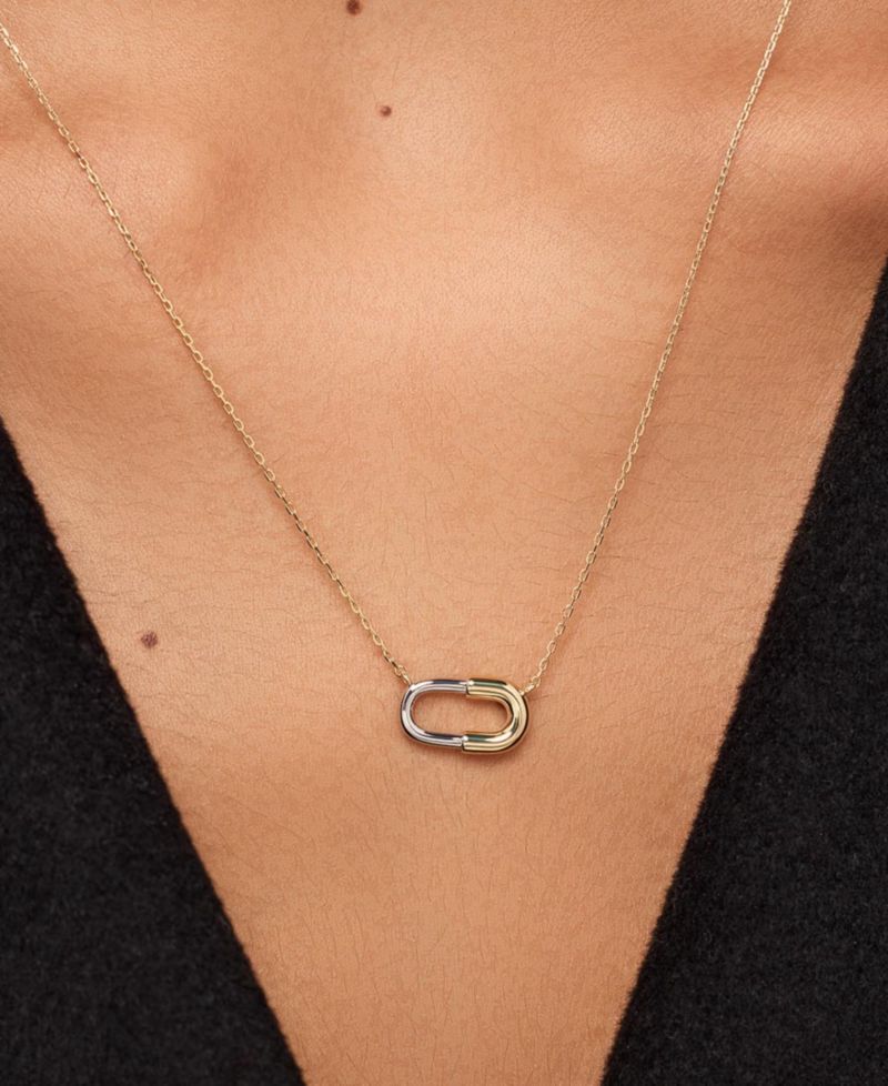Blake Two-Tone Micropave Gold Pendant Necklace