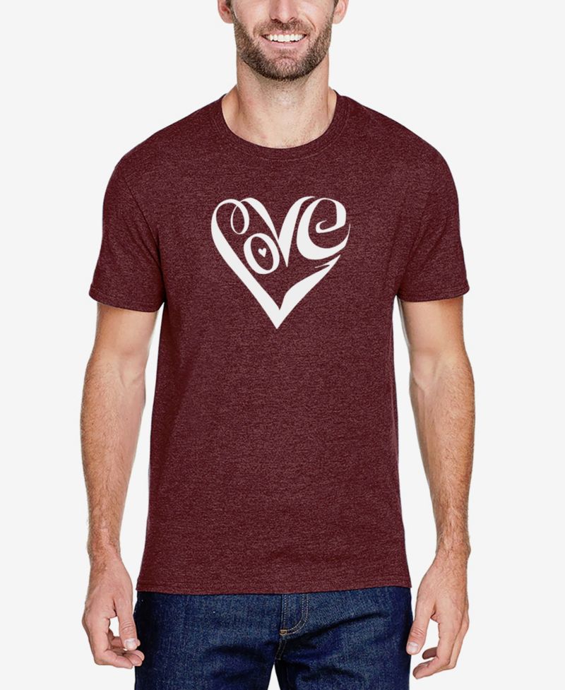 Men's Cotton/Poly Blend Word Art Script Love Heart T-shirt