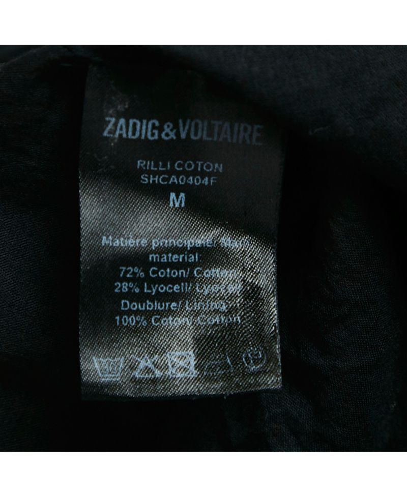 Women's Pre-Owned Zadig and Voltaire Black Lace Trim Rilli Cotton Asymmetric Midi Dress