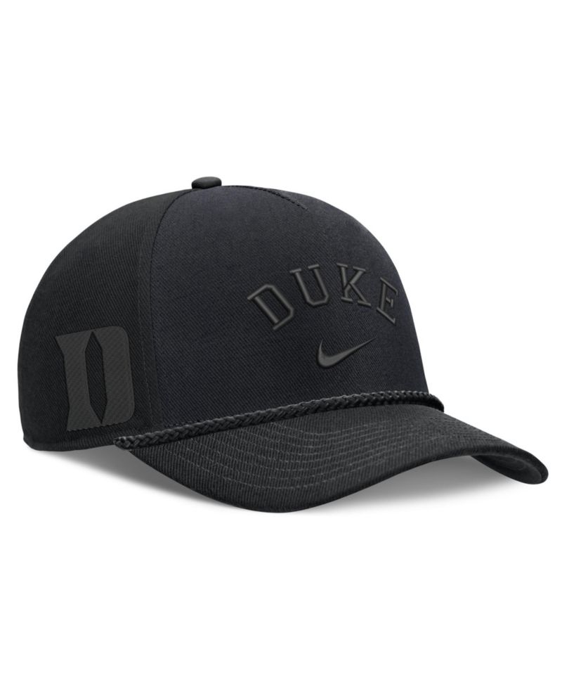 Men's and Women's Black Duke Blue Devils Campus Prep Tonal Rope Rise 5-Panel Adjustable Hat