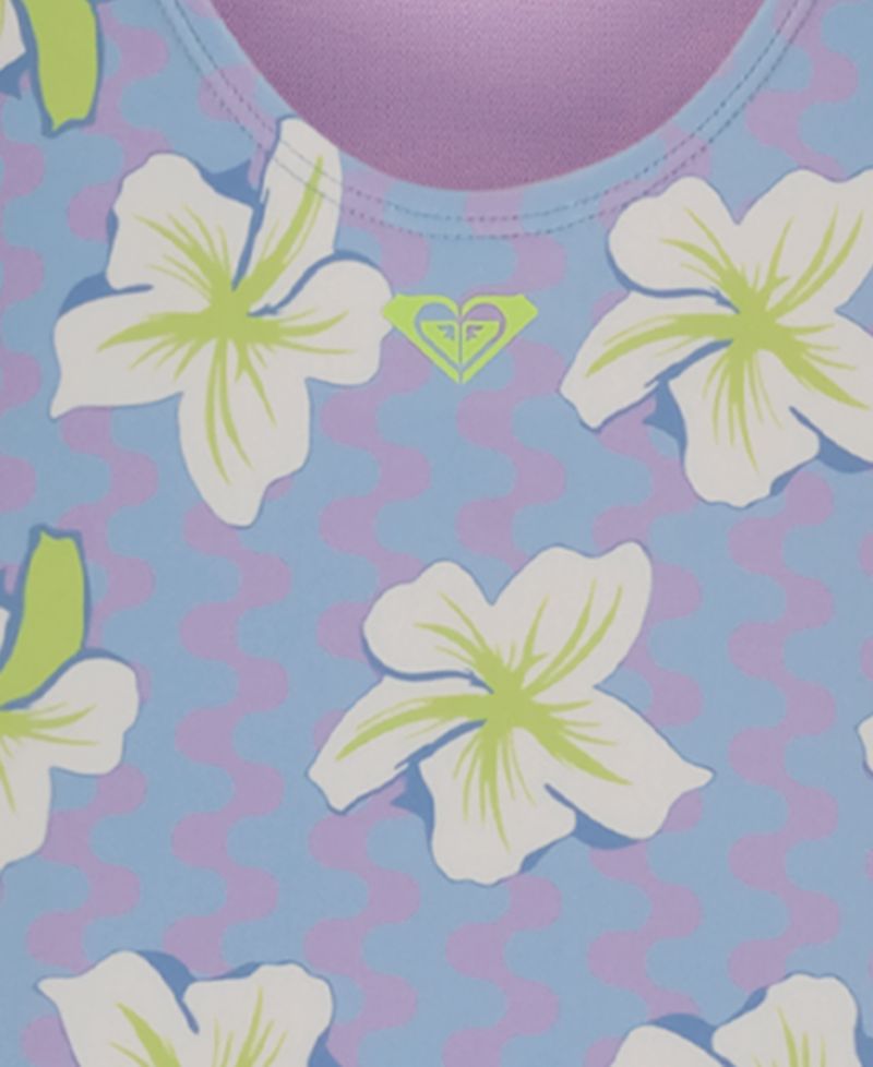 Girls' 8-16 Top & Zigzag Pattern One-Piece Swimsuit, 2-Piece Set