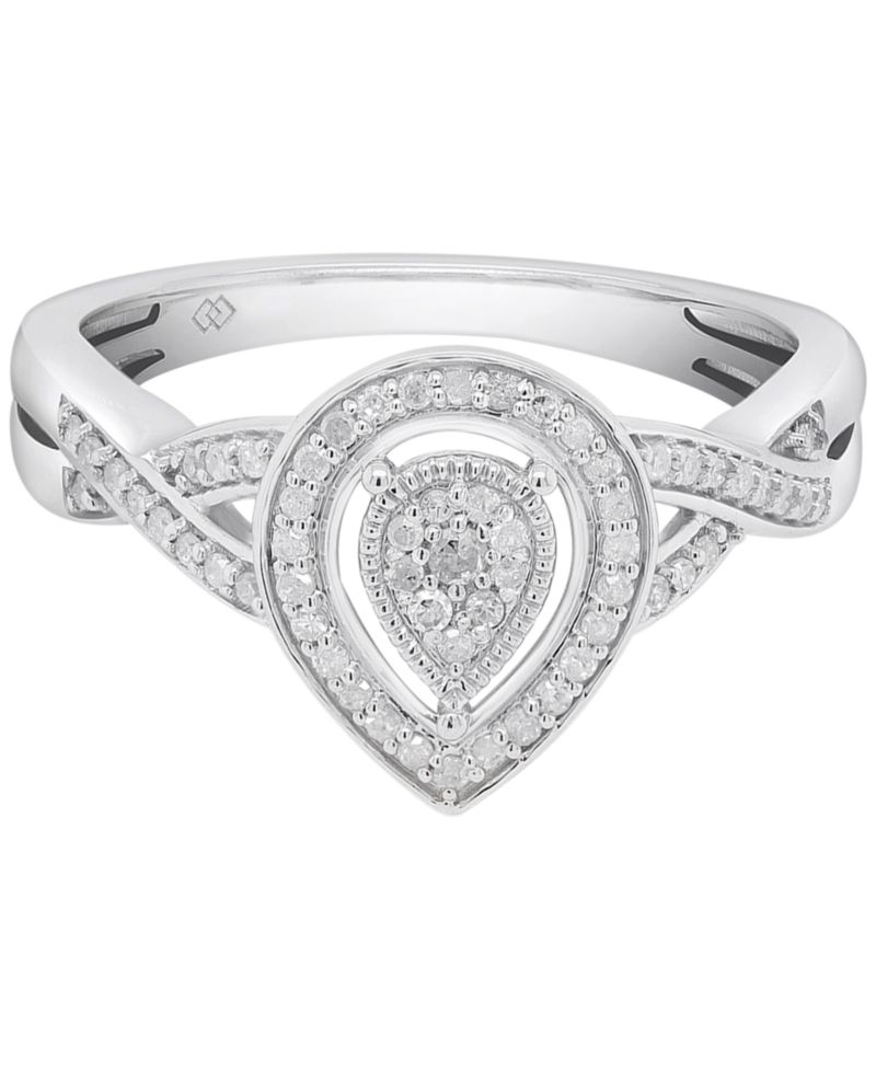 Diamond Teardrop Ring (1/5 ct. t.w.) in Sterling Silver