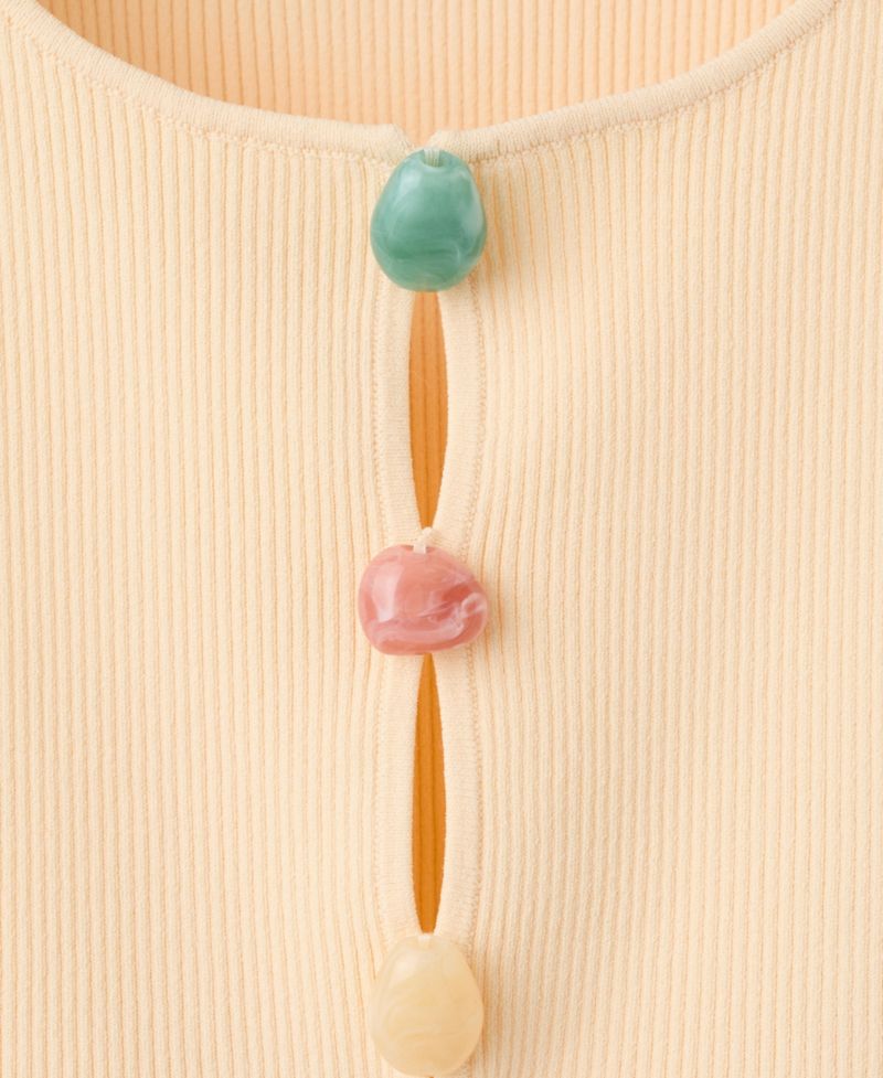 Women's Beads Ribbed Top