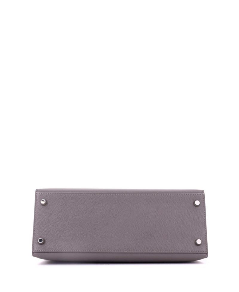 Pre-Owned Hermes Kelly 28 Handbag Grey Epsom with Palladium Hardware