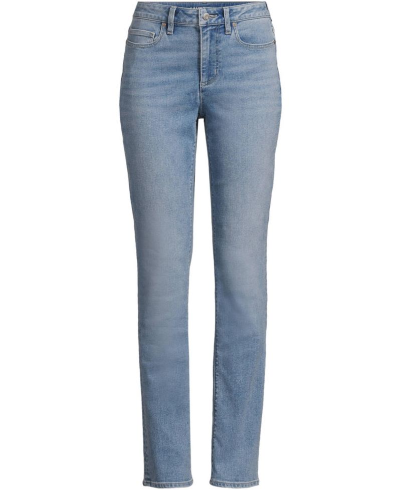 Petite Recover Mid Rise Straight Leg Blue Jeans
