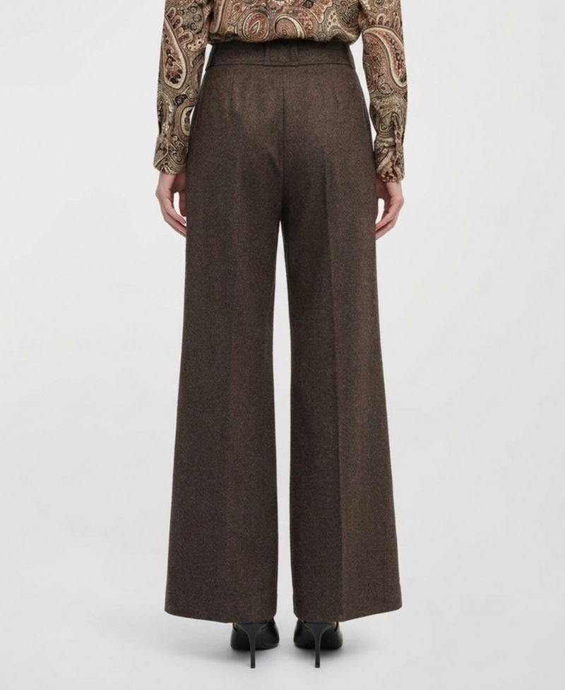 Women's Natalie Wide-Leg High-Waisted Pleated Wool-Blend Pants