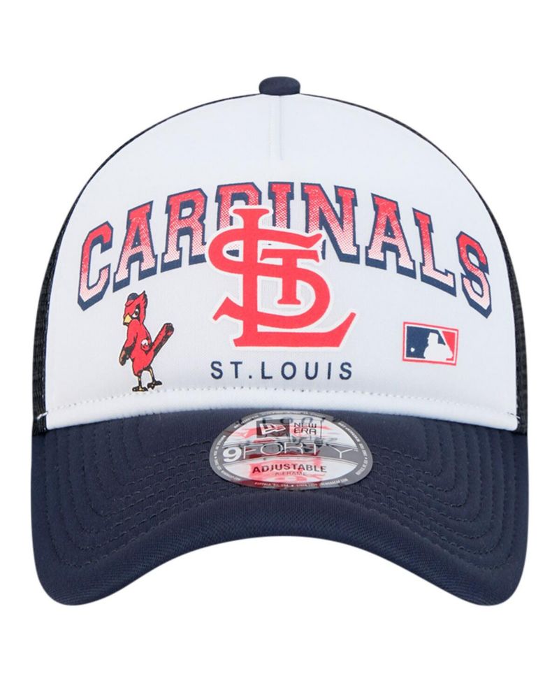 Men's White St. Louis Cardinals Retro Wordmark 9FORTY A-Frame Trucker Adjustable Hat
