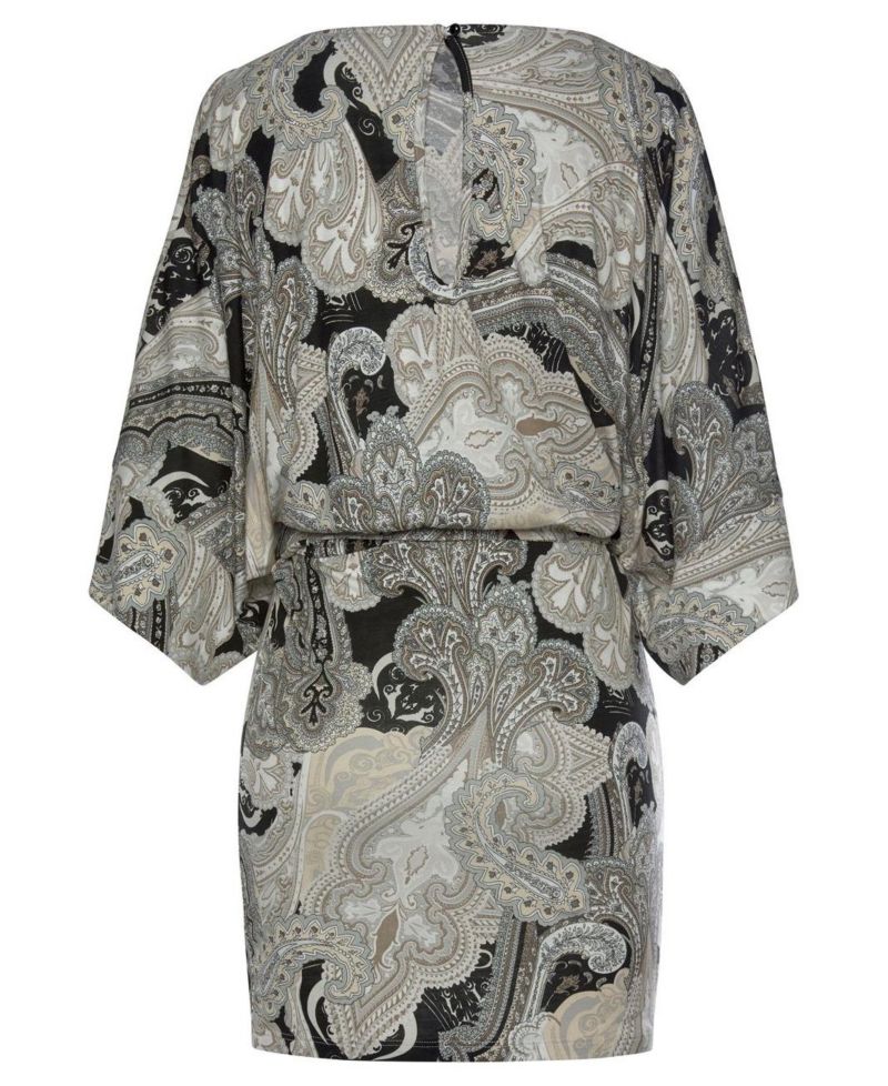 Women's Viscose Printed Cold Bodycon Elastic-Waist Short Dress