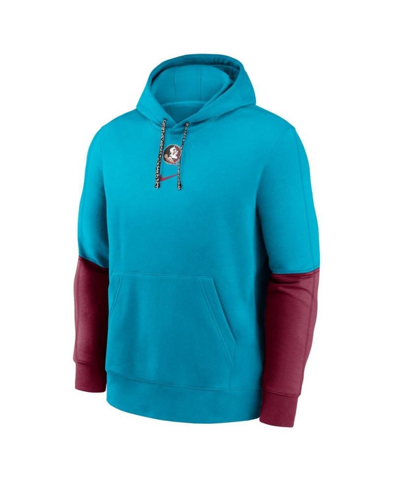 Men's Turquoise/Garnet Florida State Seminoles 2024 Sideline Club Fleece Pullover Hoodie