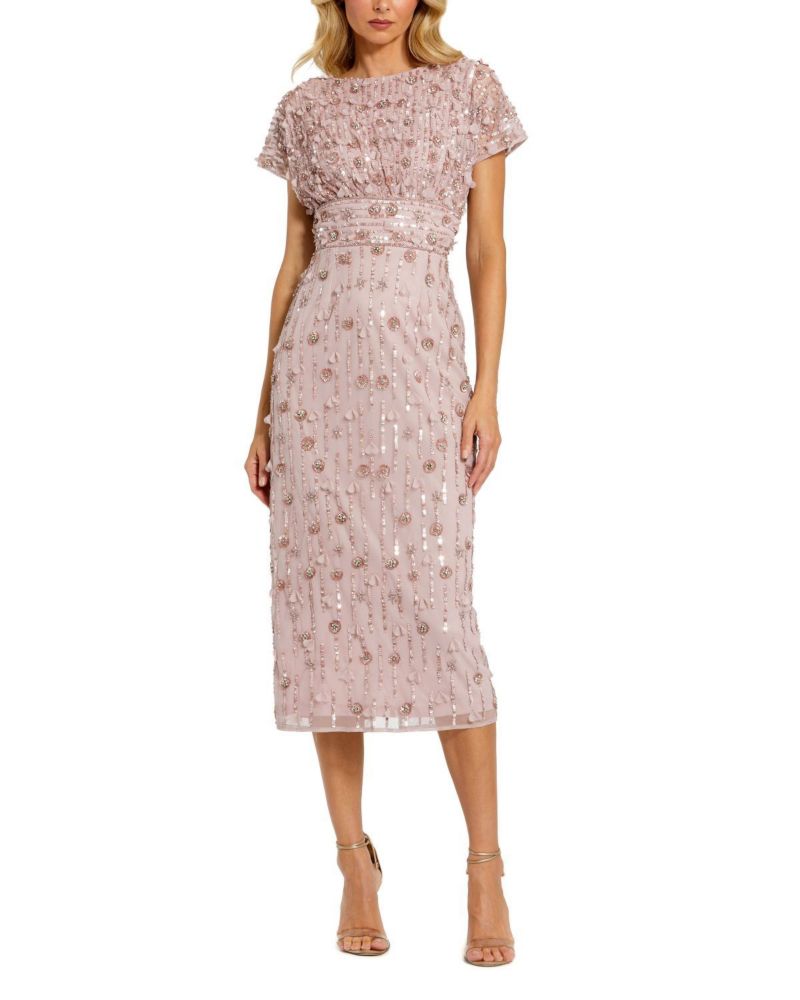 Women's Cap Sleeve Column Midi Dress