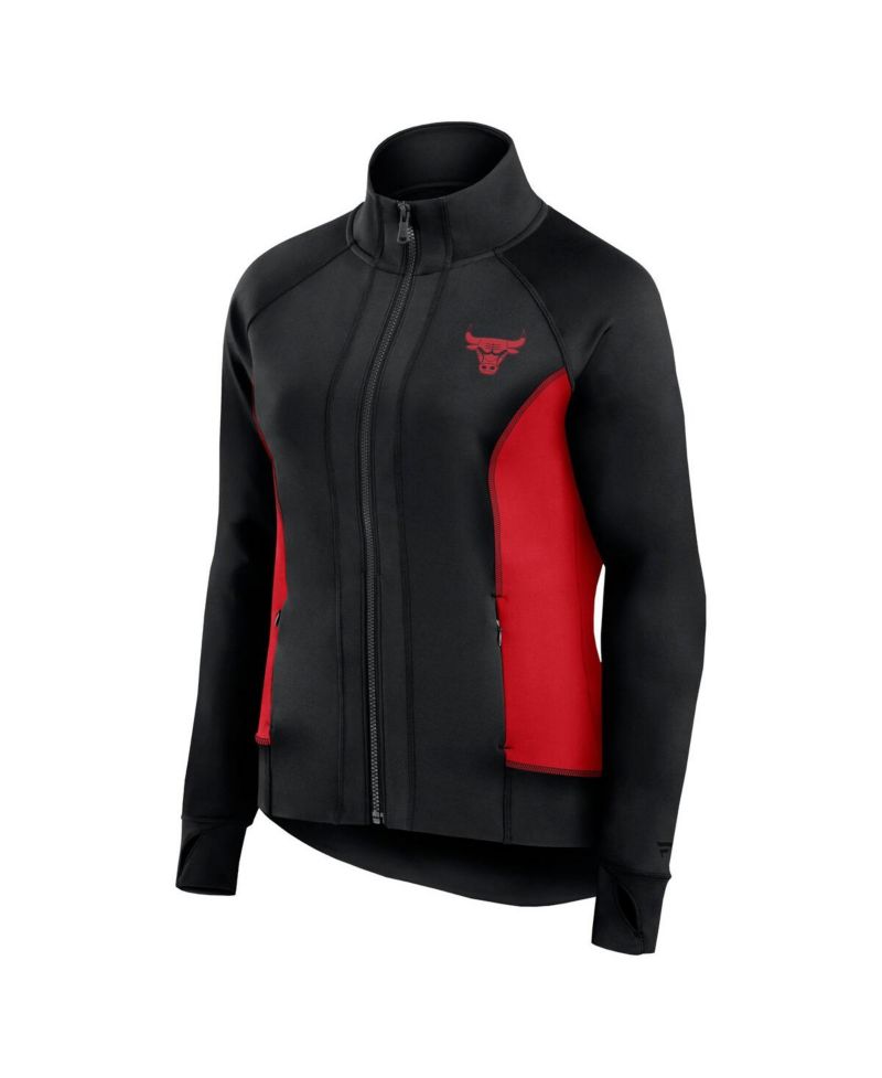 Women's Black Chicago Bulls Studio Fitted Full-Zip Gym Track Jacket