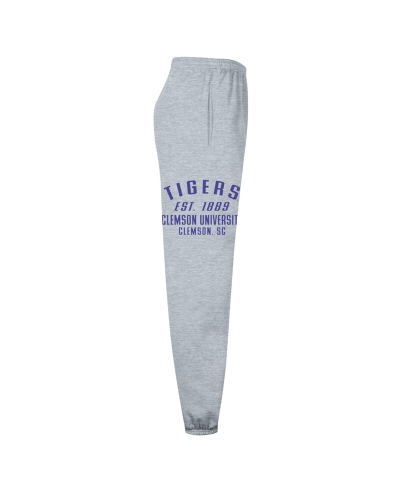 Men's Heather Gray Clemson Tigers Powerblend Banded Fleece Sweatpants