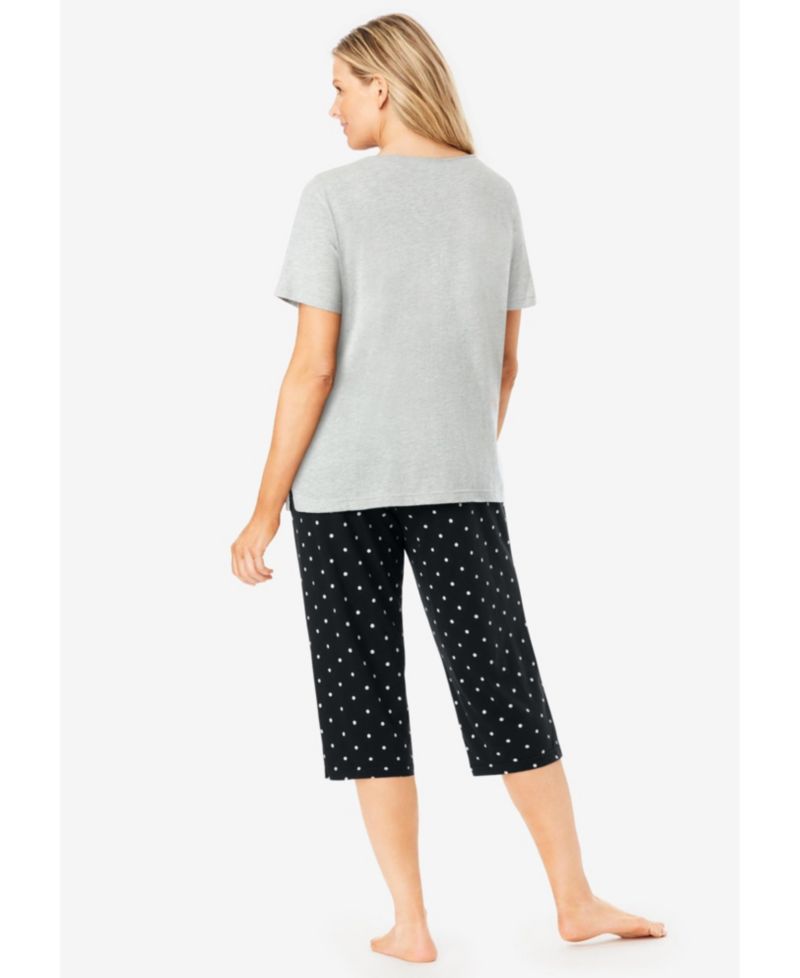 Plus Size Dreams and Co. 2-Piece Capri Cotton PJ Set