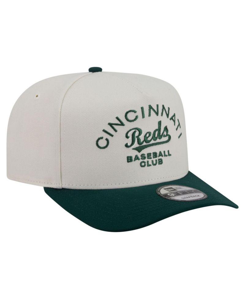 Men's Cream/Dark Green Cincinnati Reds Chrome A-Frame 9FIFTY Snapback Hat
