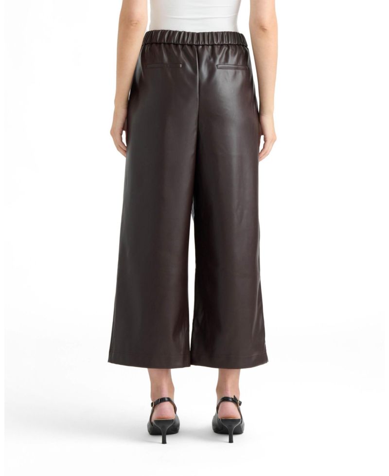 Women's Leather Pleated Culottes