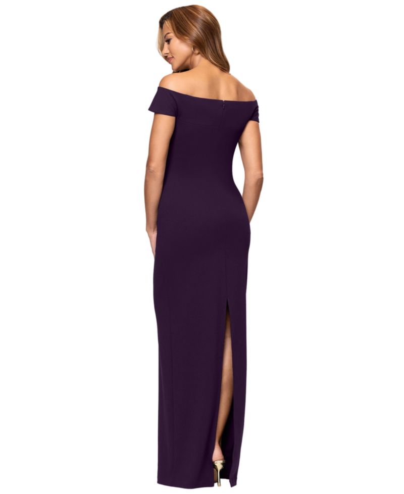 Petite Off-the-Shoulder Short-Sleeve Gown