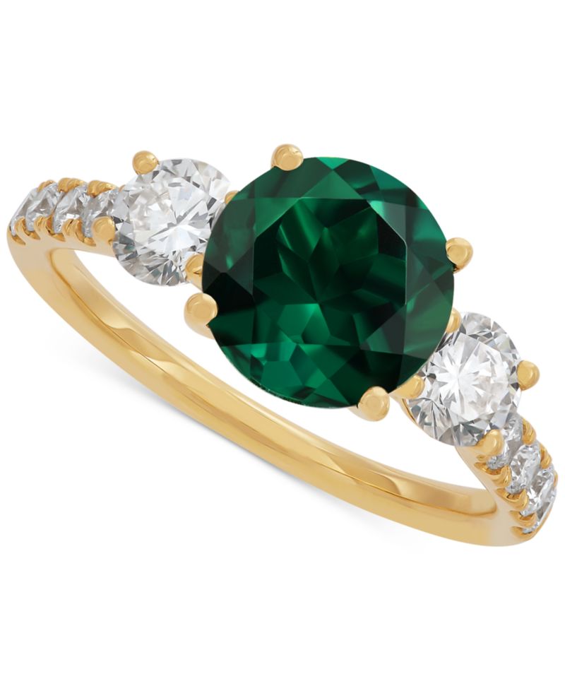 Lab Grown Ruby (3 ct. t.w.) & Lab Grown Diamond (1 ct. t.w.) Ring in 14k Gold (Also in Lab Grown Emerald & Lab Grown Sapphire)