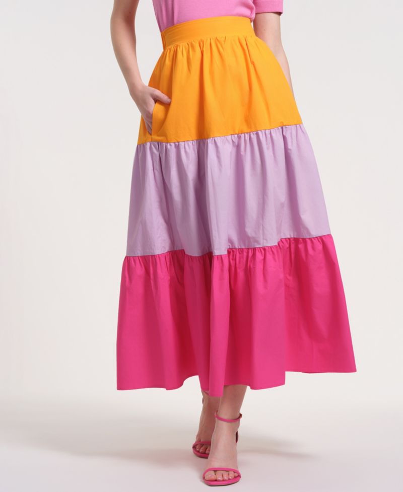 Women's Pull-On Tiered Maxi Long Skirt