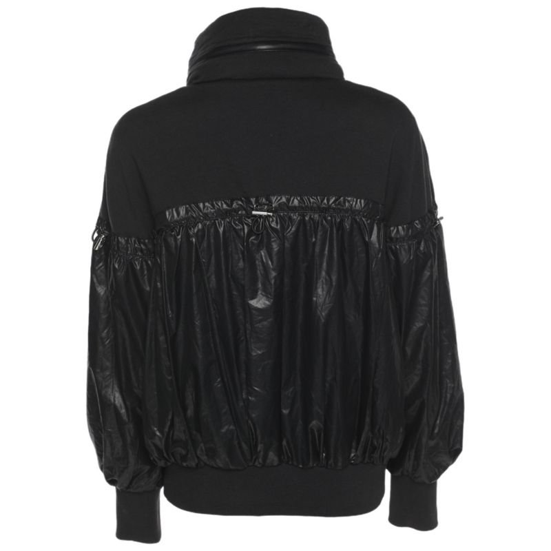 Women's Black Jersey Nylon Hoodie Jacket
