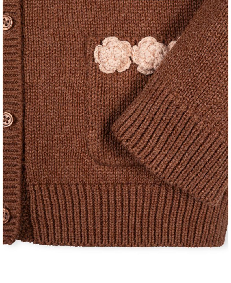 Little and Big Girls' (XXS-L) Organic Rosette Pocket Cardigan Sweater