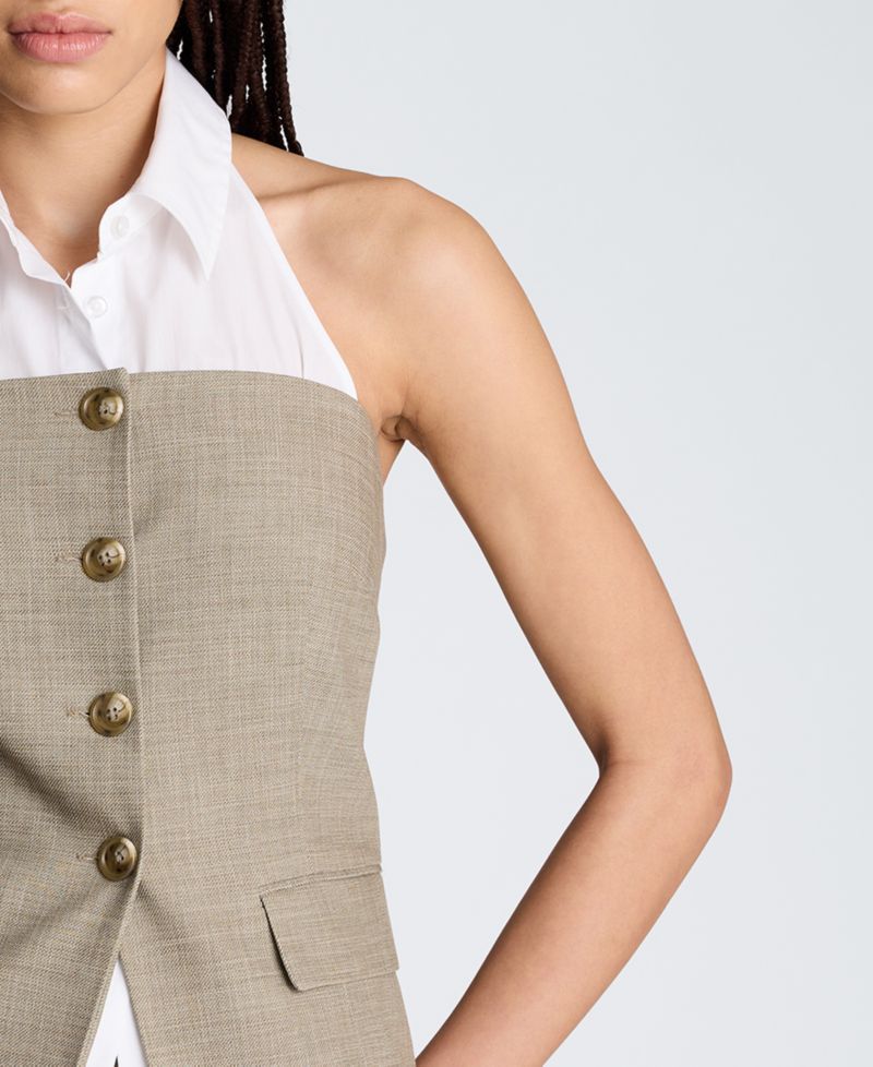 Women's Strapless Vest with Removable Collared Halter