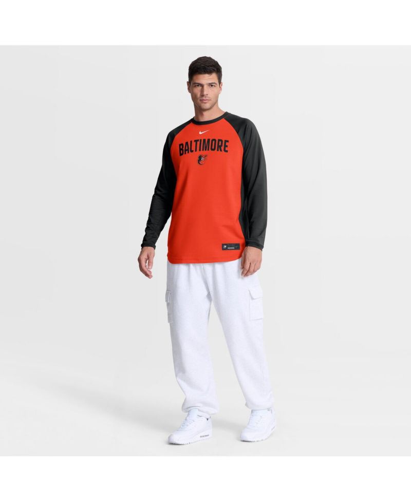 Men's Orange Baltimore Orioles Authentic Collection Raglan Dri-FIT Sweatshirt