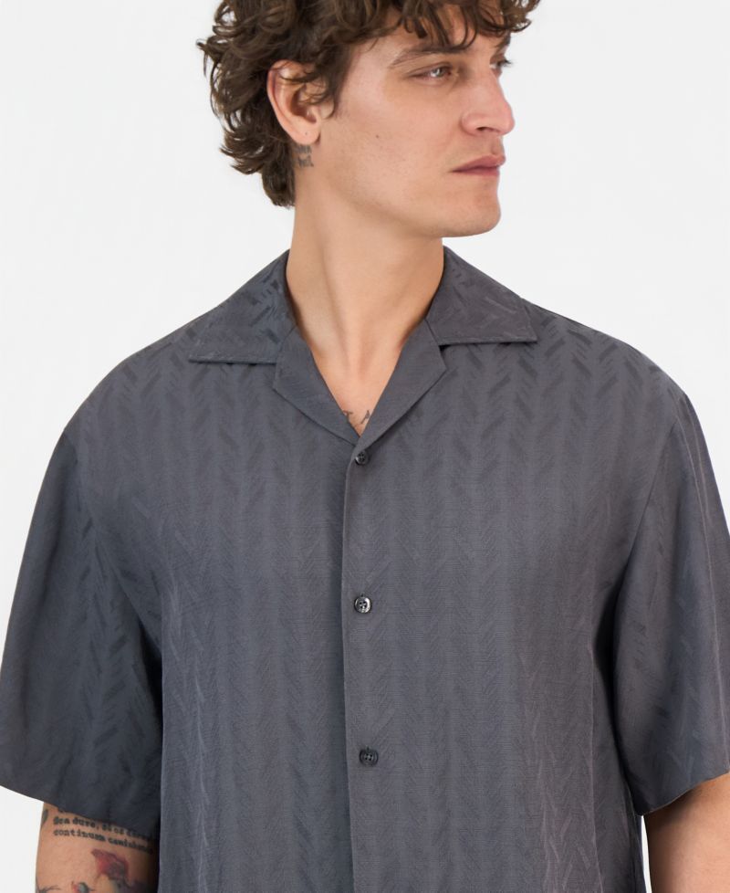 Men's Espino Tonal-Print Short-Sleeve Button Shirt