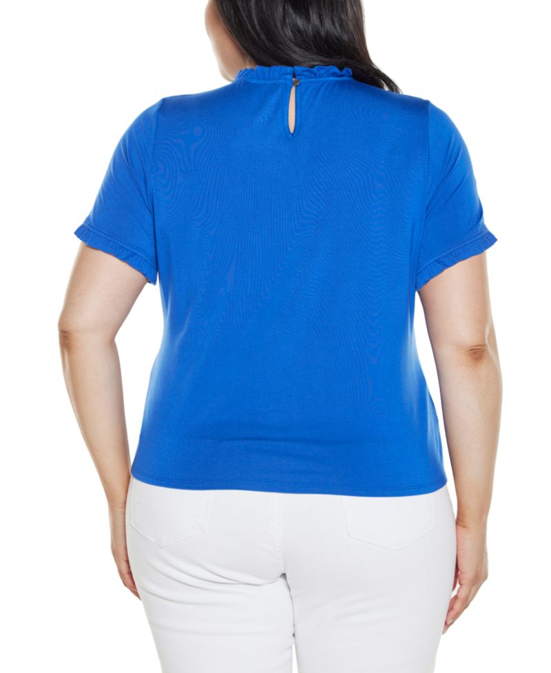 Plus Size Ruffle-Trim Grommet Knit Top