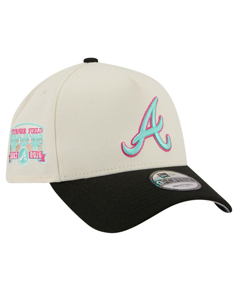 Men's Cream Atlanta Braves Stadium Chrome 9FORTY A-Frame Adjustable Hat