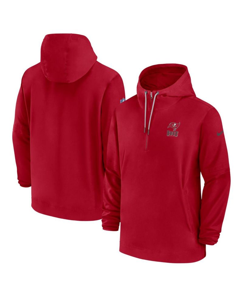 Men's Red Tampa Bay Buccaneers Sideline Half-Zip Hoodie