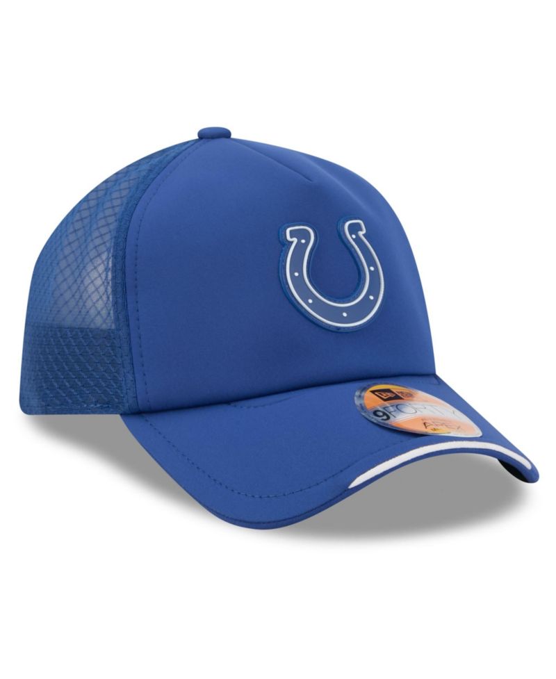 Men's Royal Indianapolis Colts 2026 Sideline Apex 9FORTY Adjustable Trucker Hat