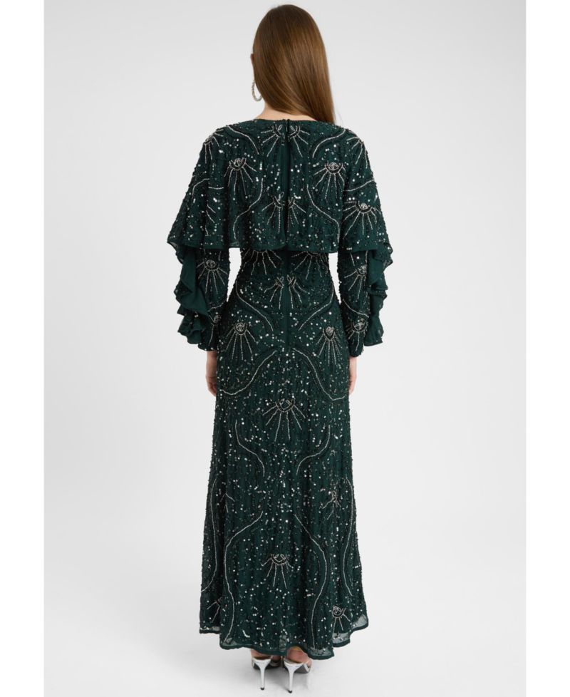 Women's Modest Embellished Sequin Beaded Dress