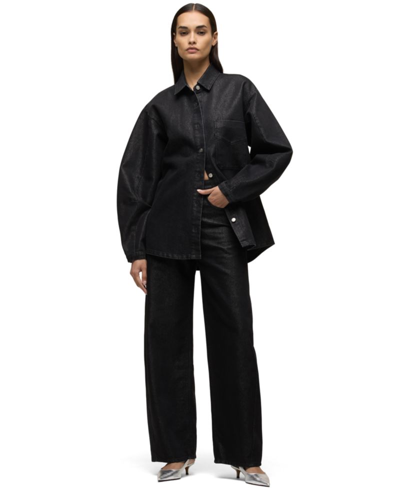 Women's Barrel-Sleeve Denim Shirt Jacket