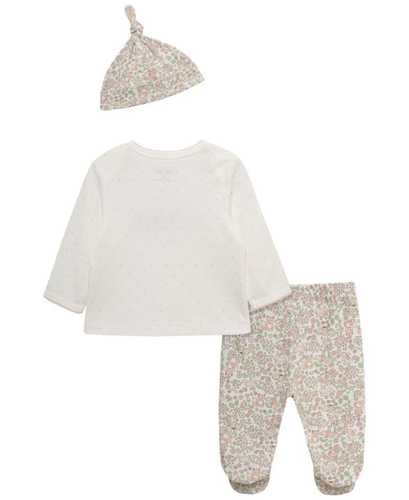 Baby Girls' Woodland Lap-Shoulder Top, Pants and Hat, 3-Piece Set