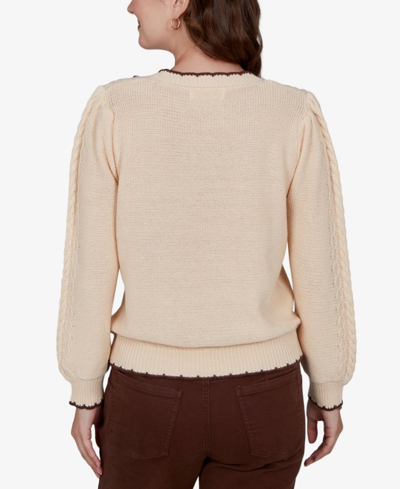 Plus Size Cable-Knit Crewneck Sweater